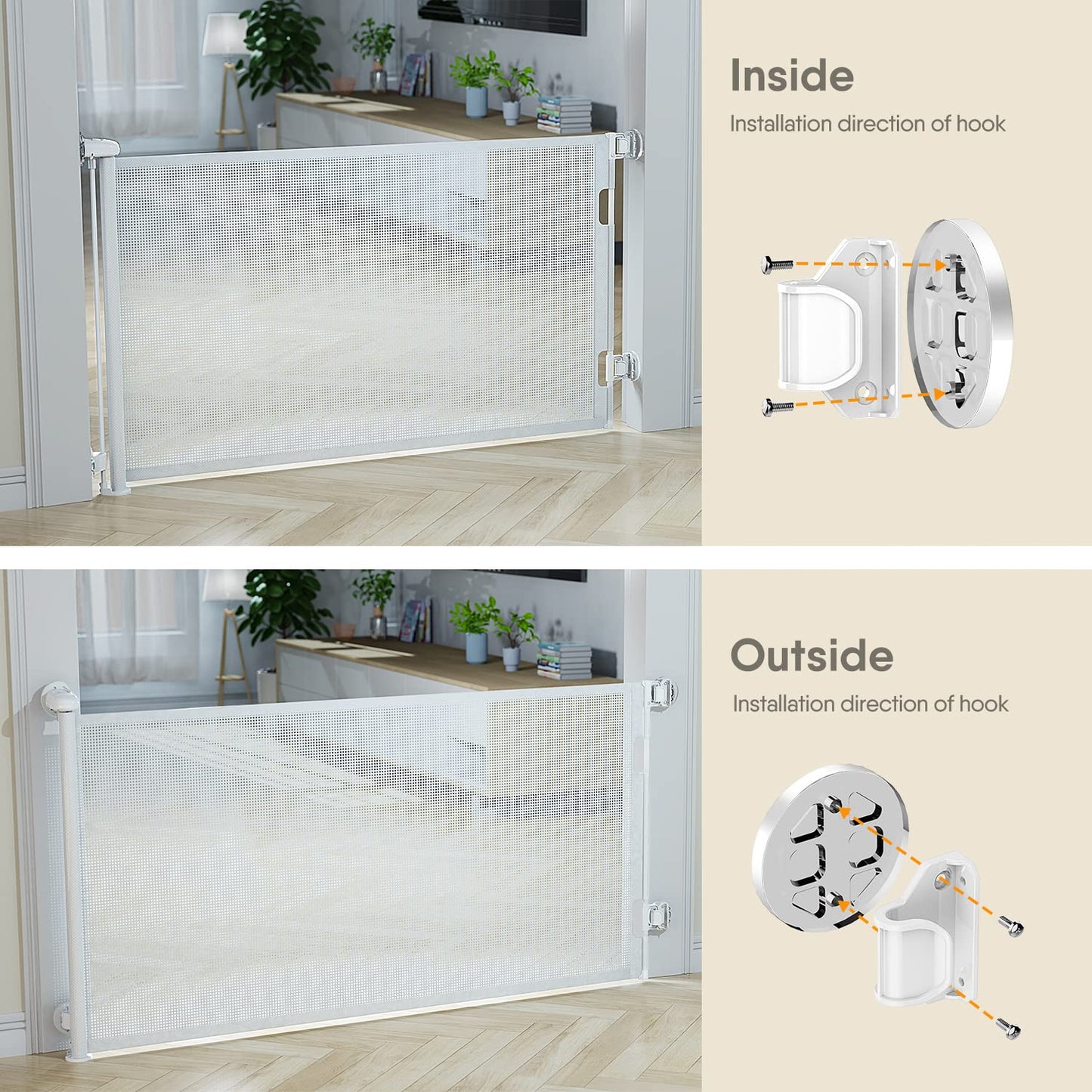 Babybond Barrière de sécurité rétractable sans perforation pour bébé, 33 x 55 pouces pour enfants et animaux domestiques